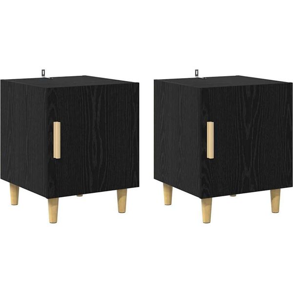 Syfax™ Armadio Da Notte 2 Pcs Rovere Nero 40 X 40 X 50 Cm-image