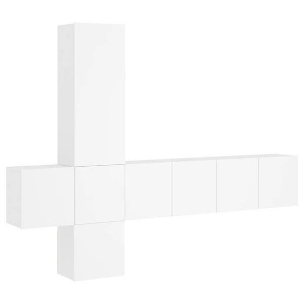 Syfax™ Mobili Tv A Muro 5Pz Bianchi In Legno Multistrato-image