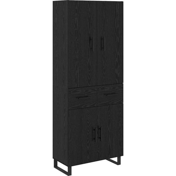 Syfax™ Credenza Con Cassetto 2 Pcs Rovere Nero 69,5 X 34 X 180 Cm-image