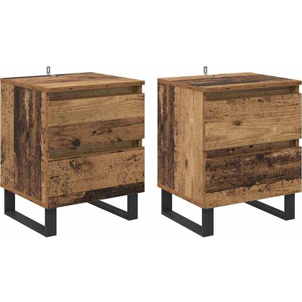 Syfax™ Armadio Da Notte 2 Pcs Legno Vecchio 40 X 35 X 50 Cm-image