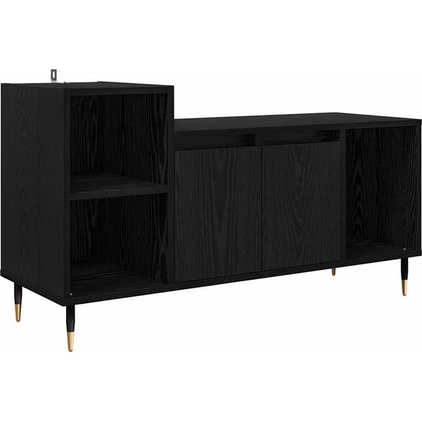 Syfax™ Mobile Tv Rovere Nero 100 X 35 X 55 Cm Legno Multistrato-image
