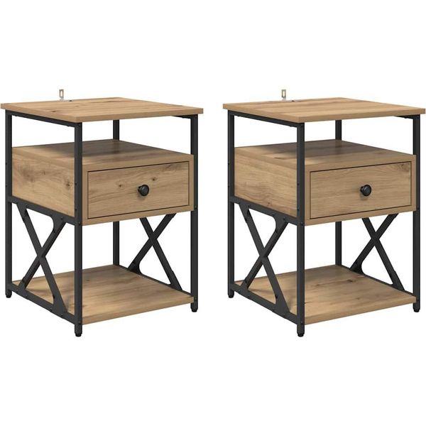 Syfax™ Armadio Da Notte 2 Pcs Rovere Artigianale 40 X 42 X 55 Cm-image