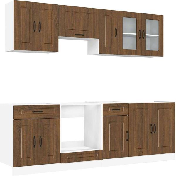 Syfax™ Set Mobili Da Cucina 8 Pz Kalmar Rovere Marrone In Truciolato-image