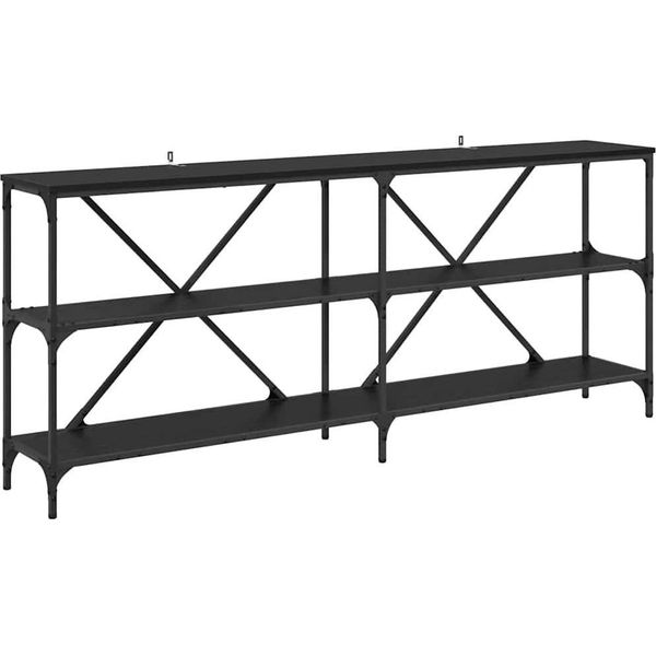 Syfax™ Tavolo Consolle Rovere Nero 180 X 30 X 75 Cm Legno Multistrato-image