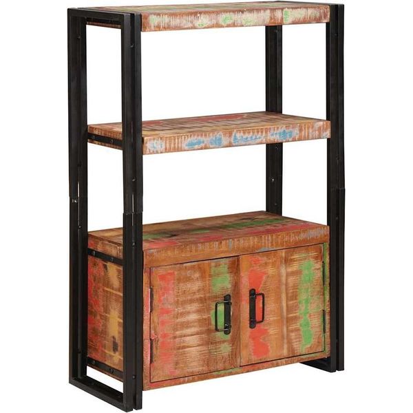Syfax™ Libreria Con Porte Marrone Legno Recuperato Massello E Metallo-image