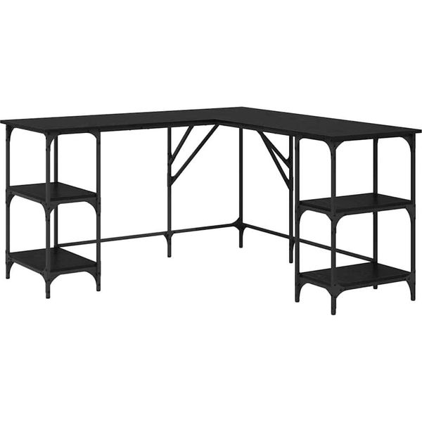 Syfax™ Scrivania Rovere Nero 139 X 139 X 75 Cm Legno Multistrato-image