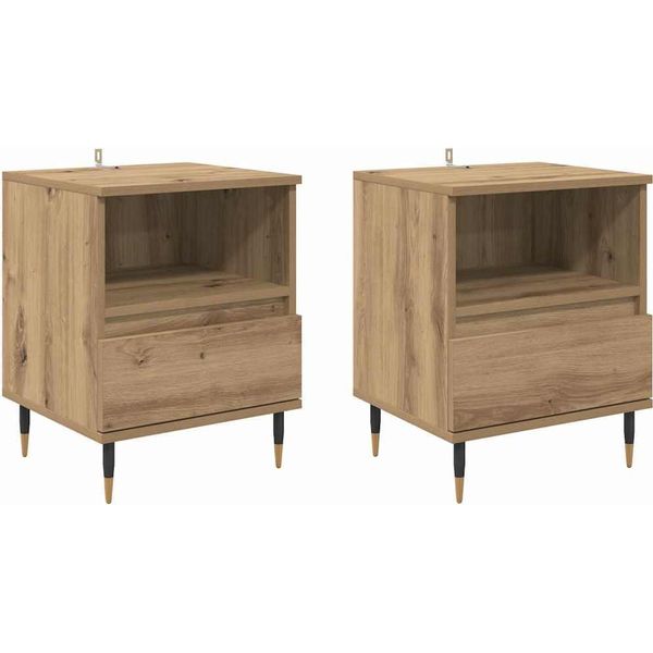 Syfax™ Armadio Da Notte 2 Pcs Rovere Artigianale 40 X 35 X 50 Cm-image