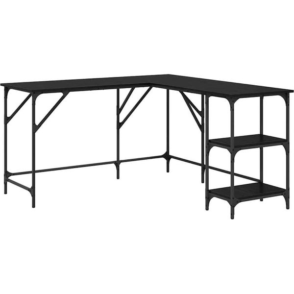 Syfax™ Scrivania Rovere Nero 139 X 139 X 75 Cm Legno Multistrato-image