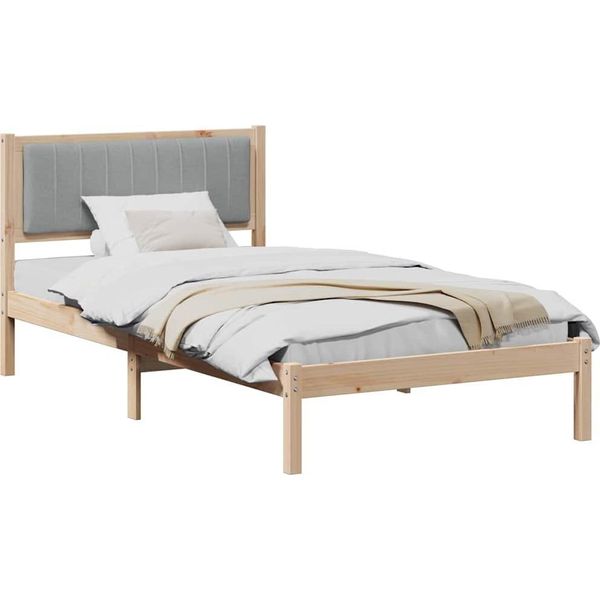 Syfax™ Letto Con Testiera Rivestita Grigio Chiaro 100 X 200 Cm-image