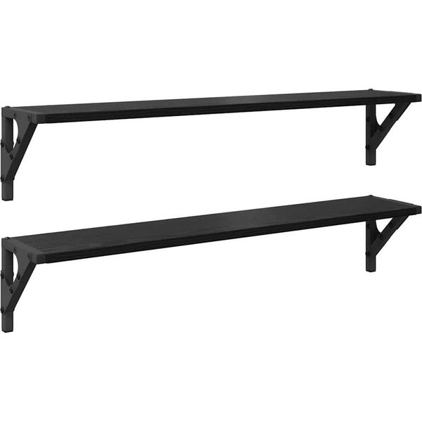 Syfax™ Scaffali Da Parete 2 Pcs Rovere Nero 80 X 15 X 15,5 Cm-image