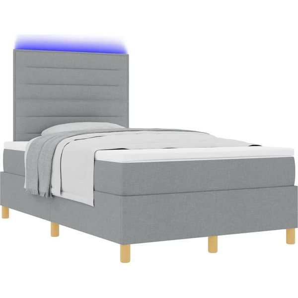 Syfax™ Letto A Sorgente Led Grigio Chiaro 120 X 200 Cm Tessuto-image