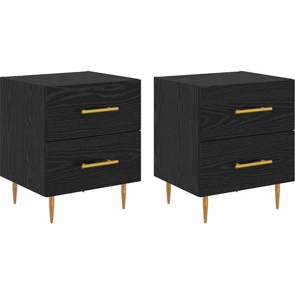 Syfax™ Armadio Da Notte 2 Pcs Rovere Nero 40 X 35 X 47,5 Cm-image