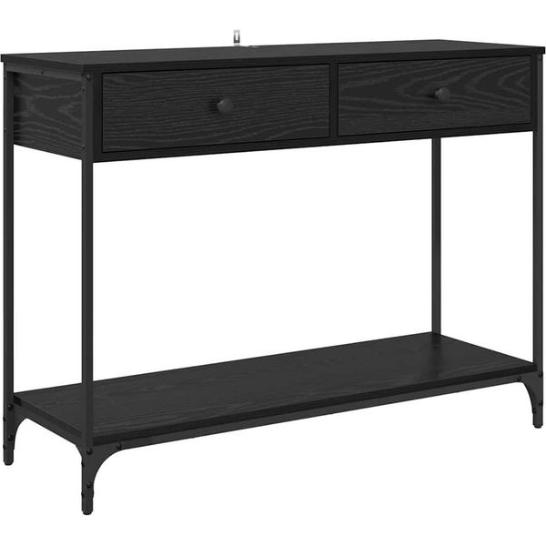 Syfax™ Tavolo Consolle Con Cassetto Rovere Nero 100 X 34,5 X 75 Cm-image