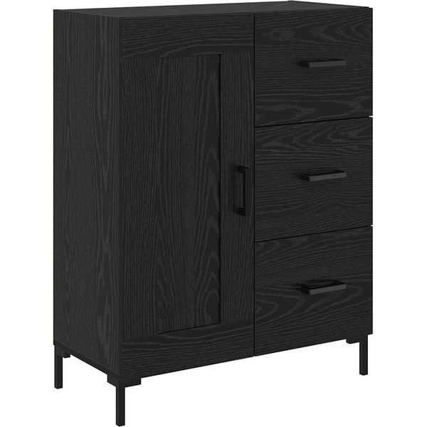 Syfax™ Credenza Rovere Nero 69.5 X 34 X 90 Cm Legno Multistrato-image