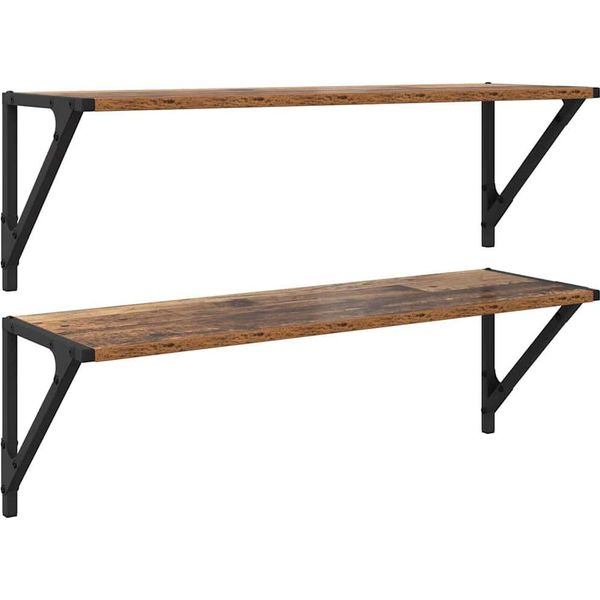 Syfax™ Scaffali Da Parete 2 Pcs Legno Vecchio 80 X 25 X 25,5 Cm-image