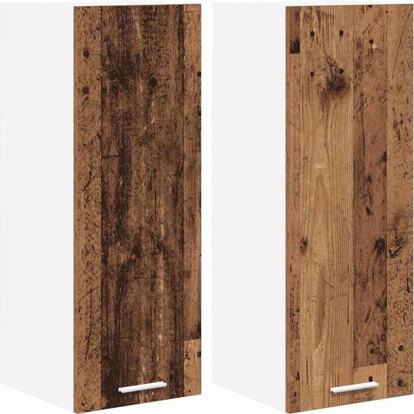 Syfax™ Armadio Pensile 2 Pcs Legno Antico E Bianco 30 X 31 X 80 Cm-image