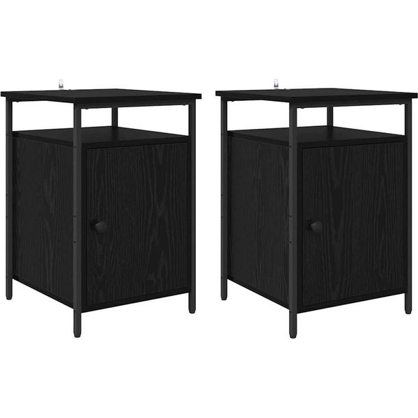 Syfax™ Armadio Da Notte 2 Pcs Rovere Nero 40 X 42 X 60Cm-image