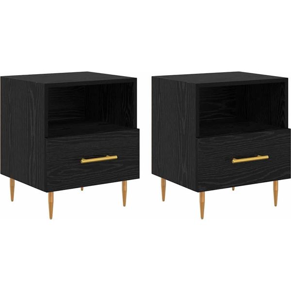 Syfax™ Comodino 2 Pcs Nero 40 X 35 X 47,5 Cm Legno Multistrato-image