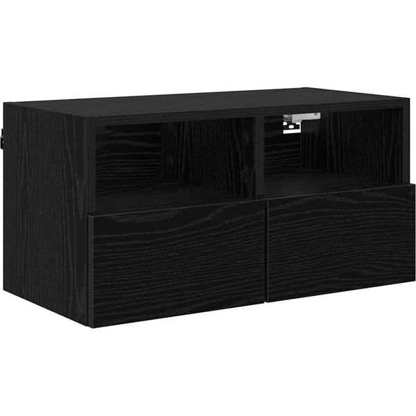 Syfax™ Mobile Tv Da Parete Rovere Nero 60 X 30 X 30 Cm-image