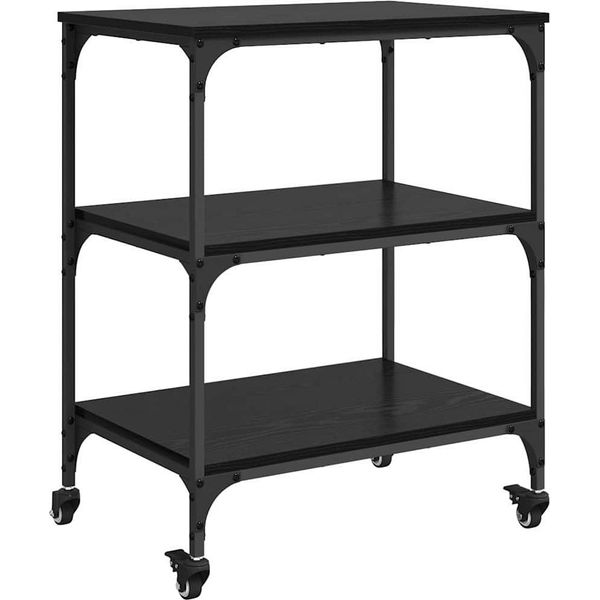 Syfax™ Carrello Da Cucina Rovere Nero 60 X 41 X 76 Cm-image