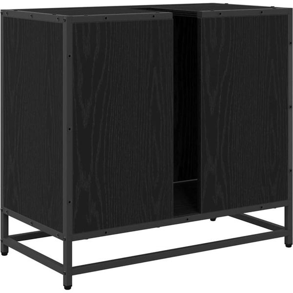 Syfax™ Armadio Per Lavabo Da Bagno Rovere Nero 65 X 33 X 60 Cm-image
