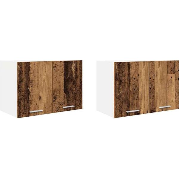 Syfax™ Armadio Pensile 2 Pcs Legno Antico E Bianco 60 X 31 X 40 Cm-image