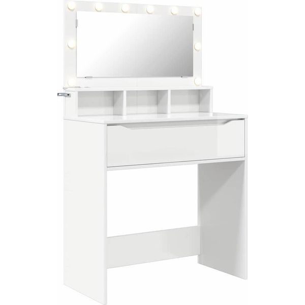 Syfax™ Tavoli Da Trucco Per Camera Da Letto Con Cassetto Bianco Lucido-image