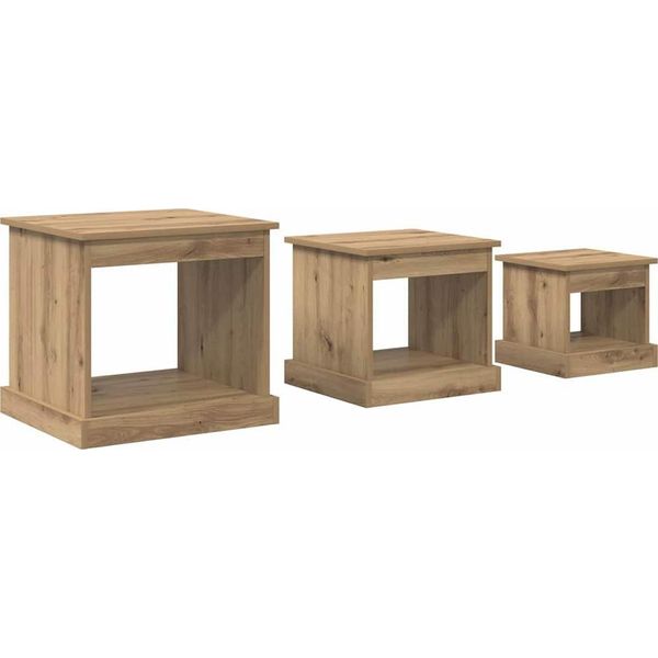 Syfax™ Tavolino Da Salotto 3 Pcs Rovere Artigianale Legno Multistrato-image