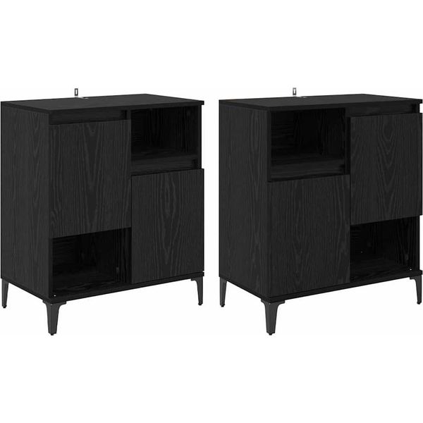 Syfax™ Sideboards 2 Pcs Rovere Nero 60 X 35 X 70 Cm Legno Multistrato-image