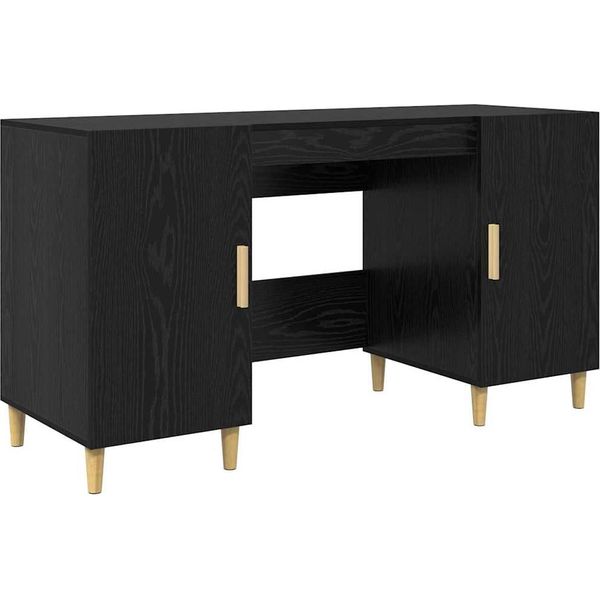 Syfax™ Scrivania Rovere Nero 140 X 50 X 75 Cm Legno Multistrato-image