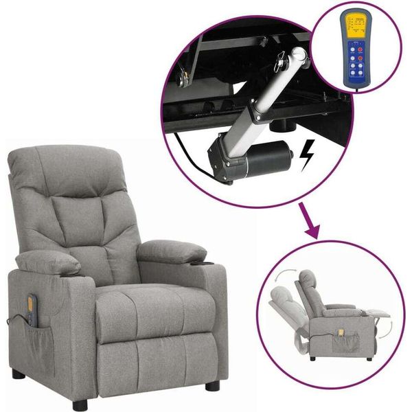 Syfax™ Poltrona Alzapersona Massaggiante Grigio Chiaro Tessuto-image