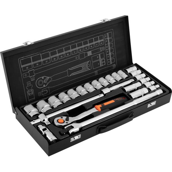 Neo Tools Chiave A Bussola Da ½", Set Di 25 Pezzi, Crv, 10-036 Neo"-image