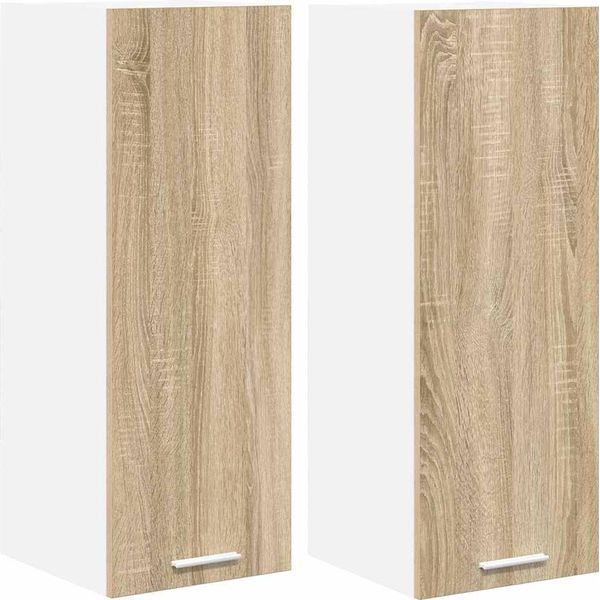 Syfax™ Armadio Pensile 2 Pcs Quercia Sonoma E Bianca 30 X 31 X 80 Cm-image