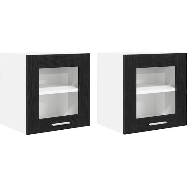 Syfax™ Armadio Pensile Con Porta 2 Pcs Rovere Nero 40 X 31 X 40 Cm-image