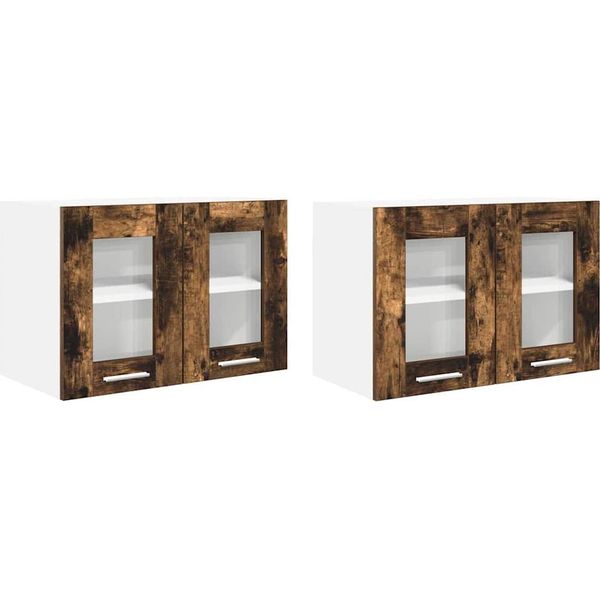 Syfax™ Armadio Pensile Con Porta 2 Pcs Rovere Fumé 60 X 31 X 40 Cm-image