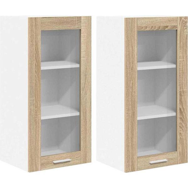 Syfax™ Armadio Pensile Con Porta 2 Pcs Rovere Sonoma 40 X 31 X 80 Cm-image