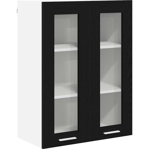 Syfax™ Armadio Pensile Rovere Nero 60 X 31 X 80 Cm Legno Multistrato-image