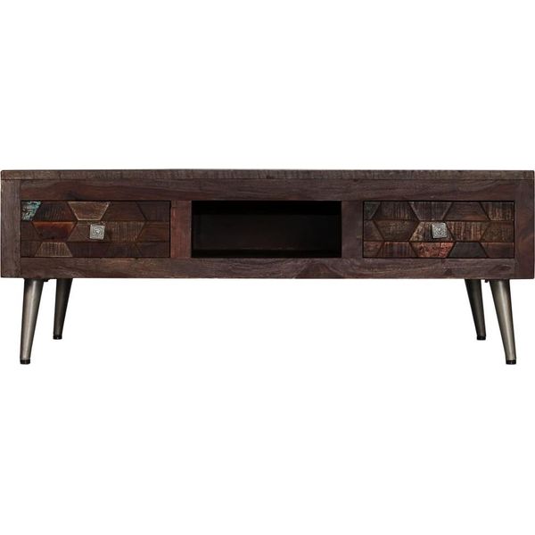 Syfax™ Tavolino Da Salotto In Legno Massello Di Recupero 100X60X35 Cm-image