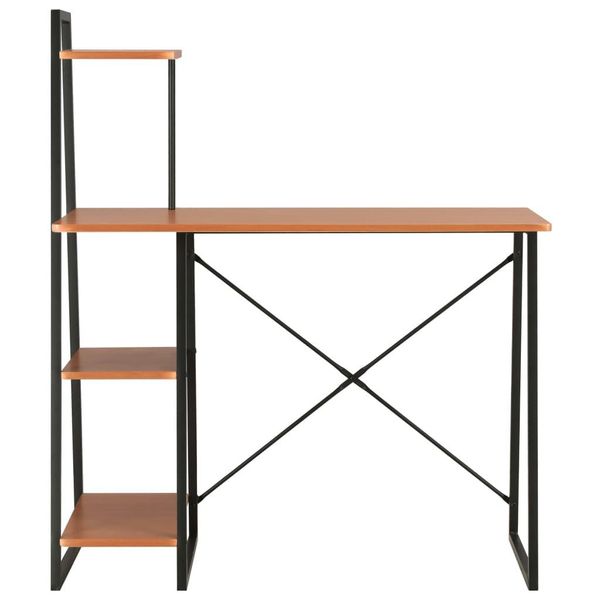 Syfax™ Scrivania Con Mensole Nera E Marrone 102X50X117 Cm-image