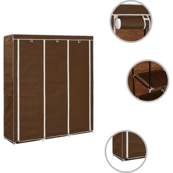 Syfax™ Armadio Con Scomparti E Aste Marrone 150X45X175 Cm In Tessuto-image