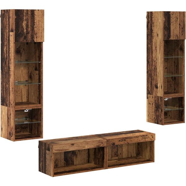 Syfax™ Unità Tv Da Parete 6 Pcs Legno Vecchio Legno Multistrato-image