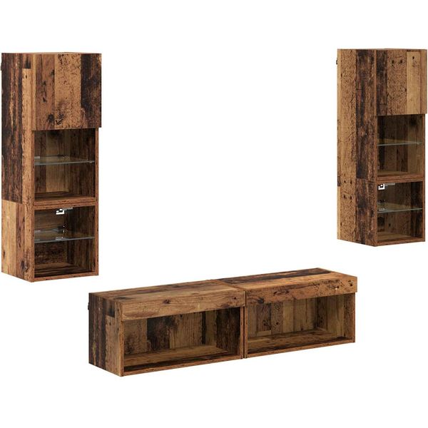 Syfax™ Unità Tv Da Parete 6 Pcs Legno Vecchio Legno Multistrato-image