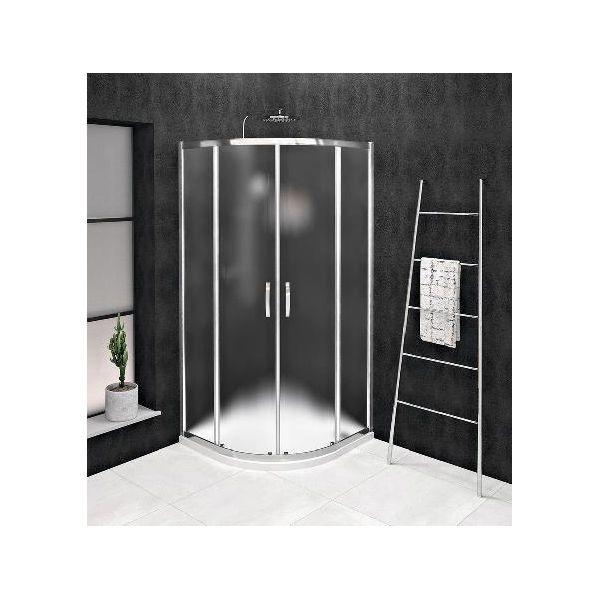 Gelco Sigma - Cabina Doccia Simply Quattro Pezzi 800X800 Mm, Vetro Rivestito, Alluminio Lucido/Vetro Brick GS6580-image