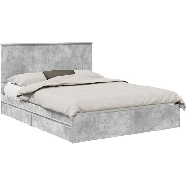 Syfax™ Letto Con Contenitore Con Testiera Grigio Cemento 150 X 200 Cm-image
