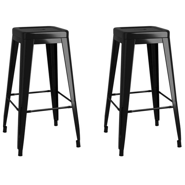 Syfax™ Sgabelli Da Bar Impilabili 2 Pz Neri In Metallo-image