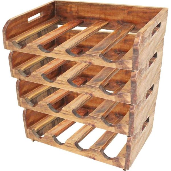 Syfax™ Set Portavini 4 Pz Per 16 Bottiglie In Legno Massello Di Mogano-image