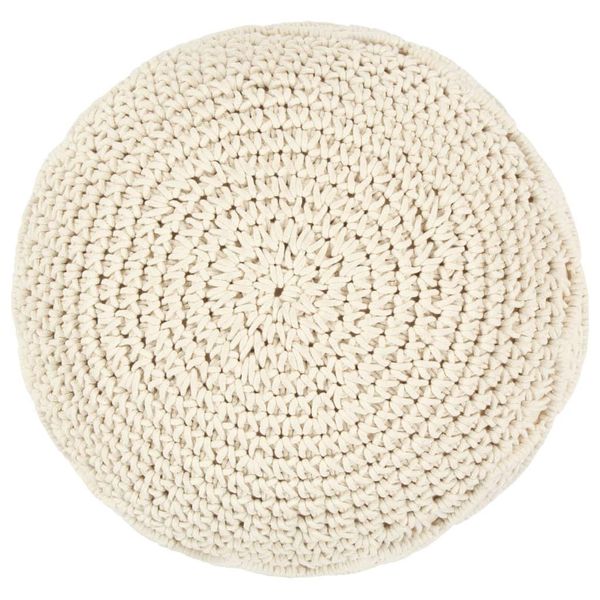 Syfax™ Pouf Lavorato A Mano In Macramé 45X30 Cm In Cotone-image