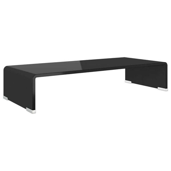 Syfax™ Mobile/Rialzo Porta Tv In Vetro Nero 60X25X11 Cm-image