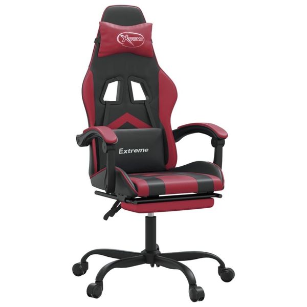 Syfax™ Sedia Gaming Girevole Poggiapiedi Nero E Rosso Vino Pelle Finta-image