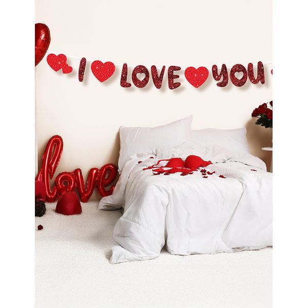 Carnevale Romantico Cuore Ghirlanda Festa Decorazione Segno D'amore San Valentino Celebrazione Matrimonio Ambientazione Matrimonio Decorazione Cuori Rossi Festiva Ghirlanda Festiva, Colore: Rosso-image